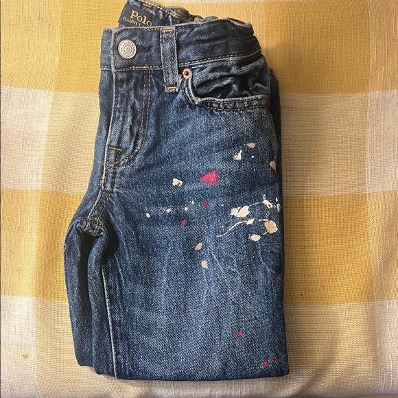 Polo by Ralph Lauren Blue and Red Paint-Splattered Jeans - Picture 5 of 6